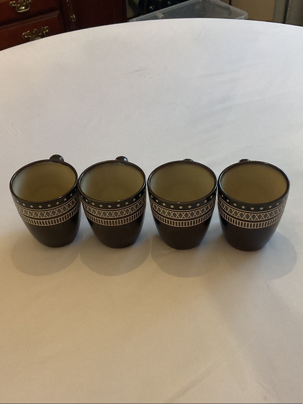 Gibson Elite  Magello Brown, Blue, and Cream Patterned Ceramic Mugs - Set of 4
